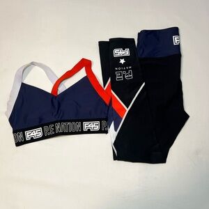 P.E Nation Navy, Black & Red Sports Bra and Leggings Set